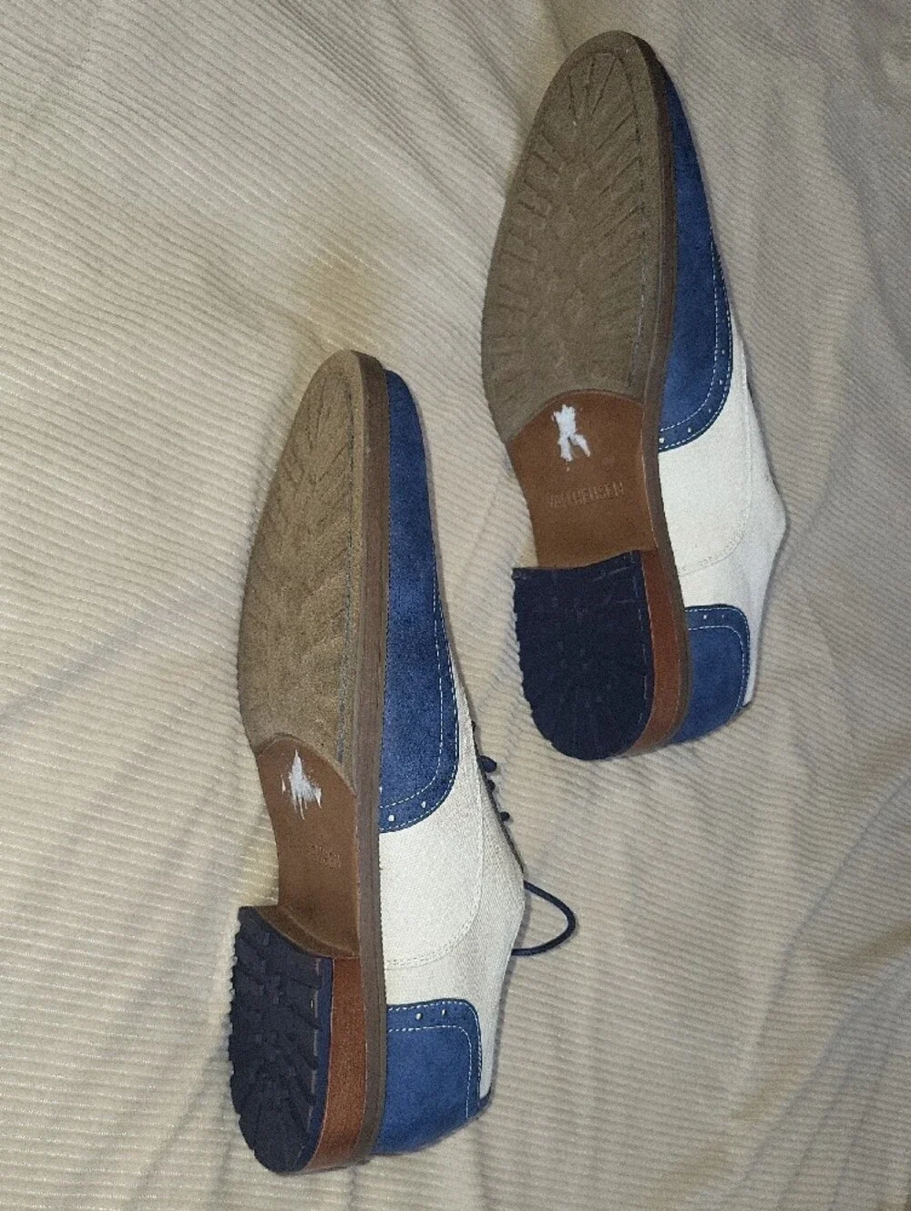 Van Heusen Two-Tone Navy and White Wingtip Oxfords